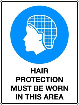 Mandatory Sign – Hair Protection Must Be Worn