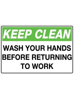 Keep Clean Wash your Hands before Returning to Work Sign