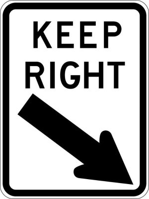 Keep Right (with arrow) Sign