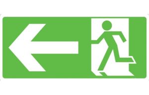 Left Arrow Running Man Picto Facing Left Sign