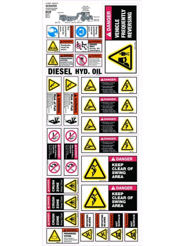 Machinery Sticker Sets Scraper (26 decals per sheet) | Australia