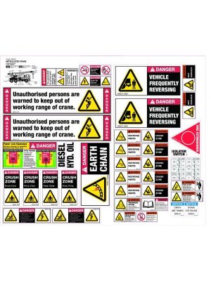 Machinery Sticker Sets Articulated Crane 39 decals per sheet Sign