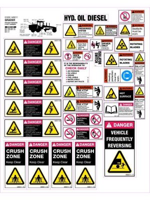 Machinery Sticker Sets Grader 31 decals per sheet Sign