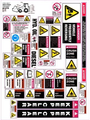Machinery Sticker Sets Skid Steer 30 decals per sheet SIgn