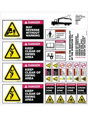 Machinery Sticker Sets Truck Crane 18 decals per sheet Sign