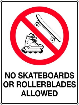 Prohibition Sign – No Skateboards or Rollerblades Allowed