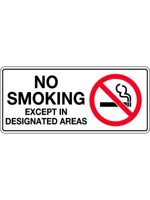 Prohibition Sign – No Smoking Except in Designated Areas