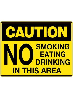 Caution No Smoking Eating or Drinking in This Area Sign