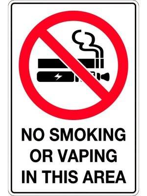 Prohibition Sign – No Smoking or Vaping in This Area