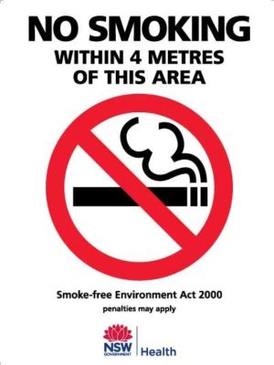 Prohibition Sign – No Smoking Within 4 Metres (NSW)