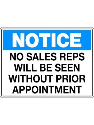 Notice Sign – No Sales Reps Without Appointment