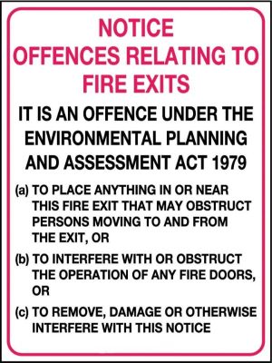 Notice Offences Relating to Fire Exits Sign | Fire Safety Signage WA