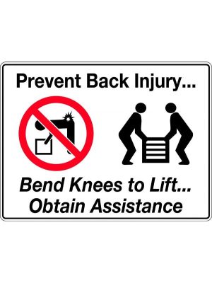 Prohibition Sign -Prevent Back Injury Bend Knees to Lift