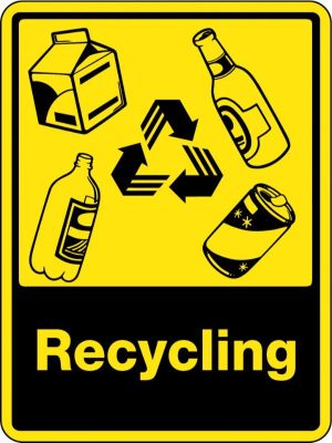 Recycling WIth Bottles Cans Recycling Picto Sign