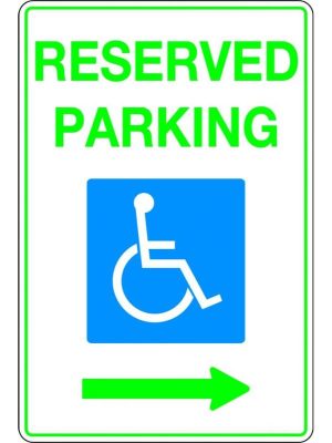 Reserved Parking Disabled Picto and Right Arrow Sign