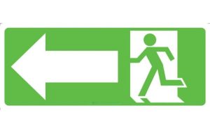 Running Man Picto with Arrow Left Sign