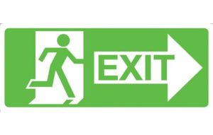 Running Man With Exit and Right Arrow Sign