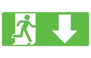 Running Man with Arrow Down Sign