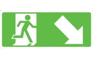 Running Man with Arrow Down Right Sign