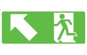 Running Man with Arrow Up Left Sign