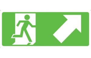 Running Man with Arrow Up Right Sign