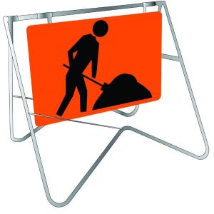 Symbolic Worker Swing Stand Sign