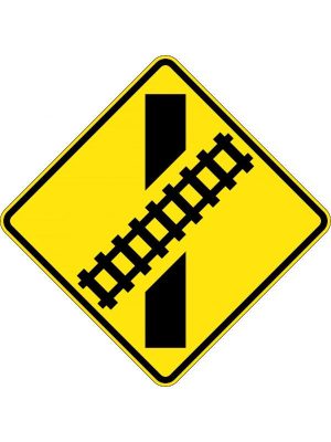 Train Crossing Angle Left Sign
