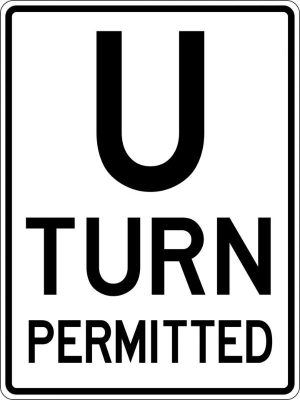 U Turn Permitted Sign