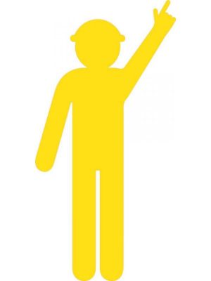 Yellow Cutout Safety Worker Pointing Up Sign | Civil Products WA