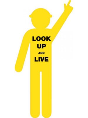 Yellow Cutout Safety Worker Pointing Up Sign | Civil Products WA