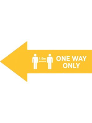Yellow Left Arrow One Way Only Covid 19 Sign